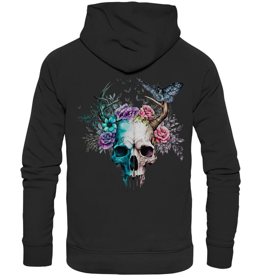 Flowerskull Backcover Art  V - Organic Hoodie