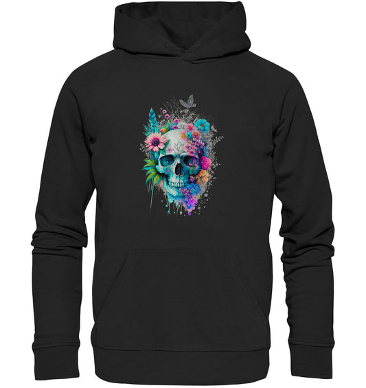 Flowerskull Art VI - Organic Hoodie