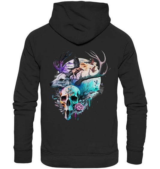 Flowerskull Backcover Art  III - Organic Hoodie