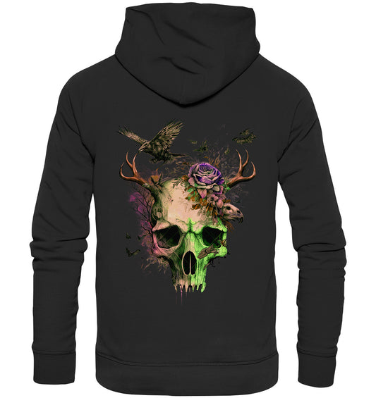 Flowerskull Backcover Art  II - Organic Hoodie