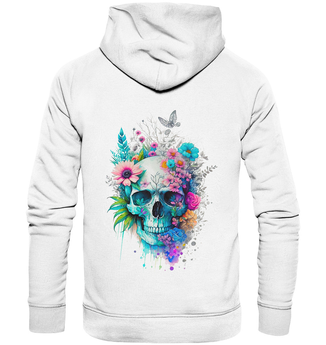 Flowerskull Backcover Art  VI - Organic Hoodie