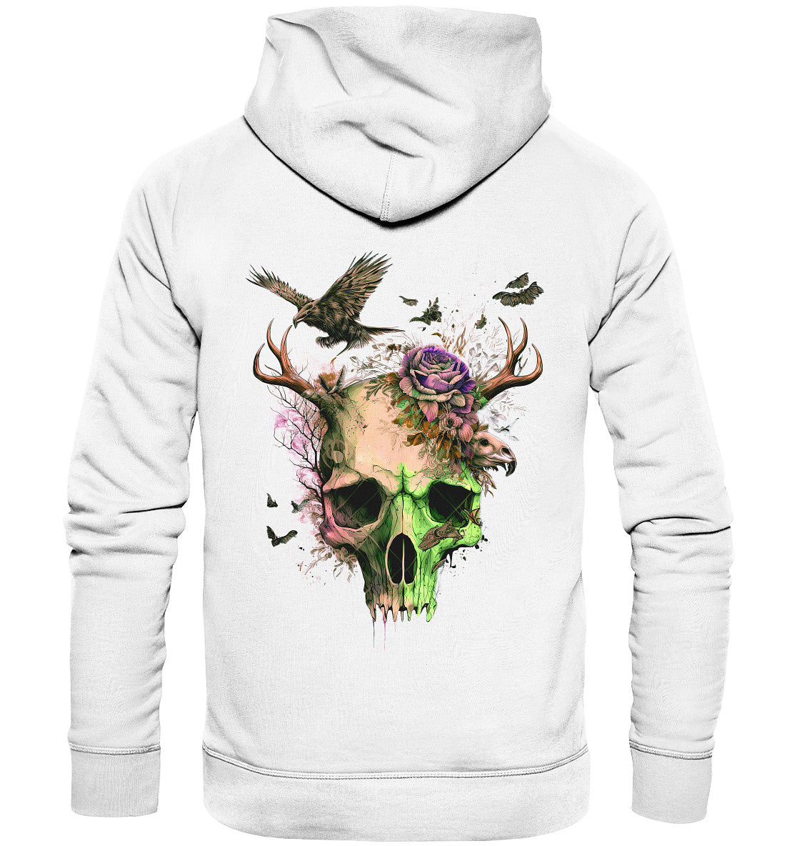 Flowerskull Backcover Art  II - Organic Hoodie