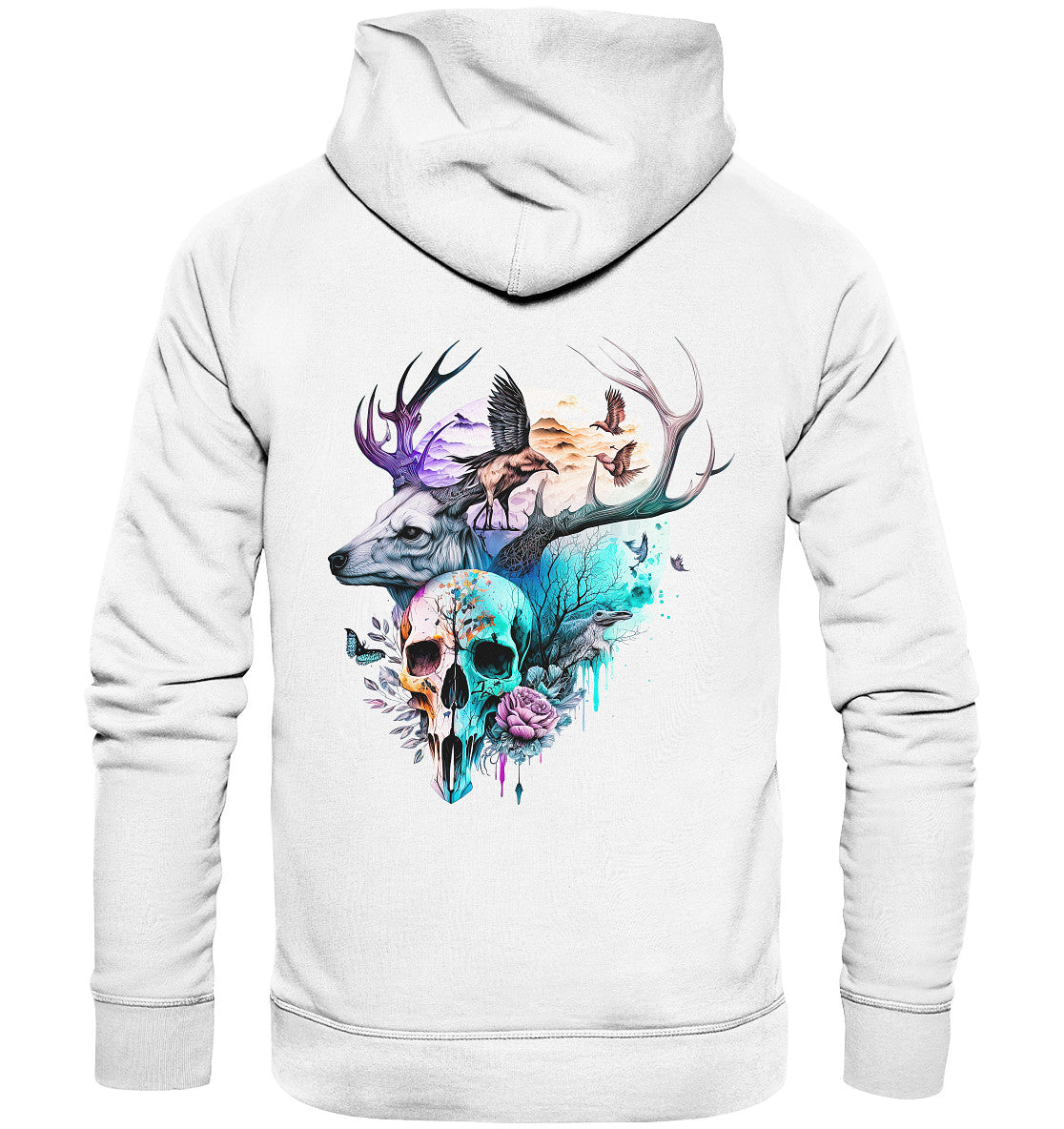 Flowerskull Backcover Art  III - Organic Hoodie