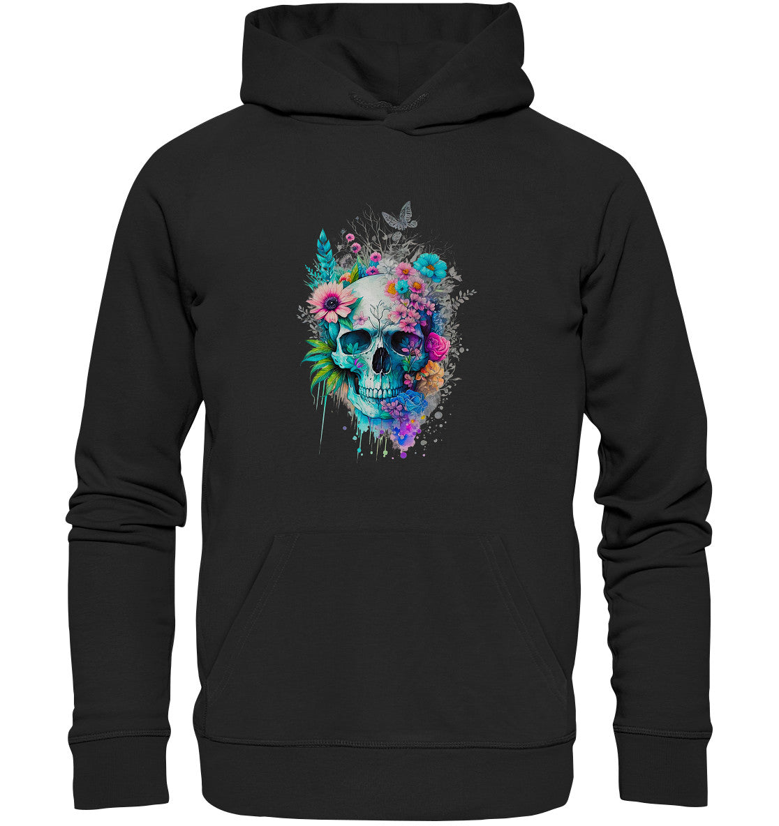 Flowerskull Art VI - Organic Hoodie