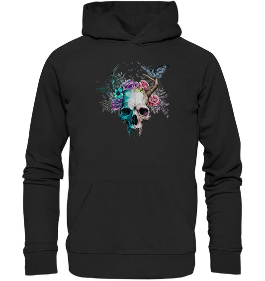 Flowerskull Art V - Organic Hoodie