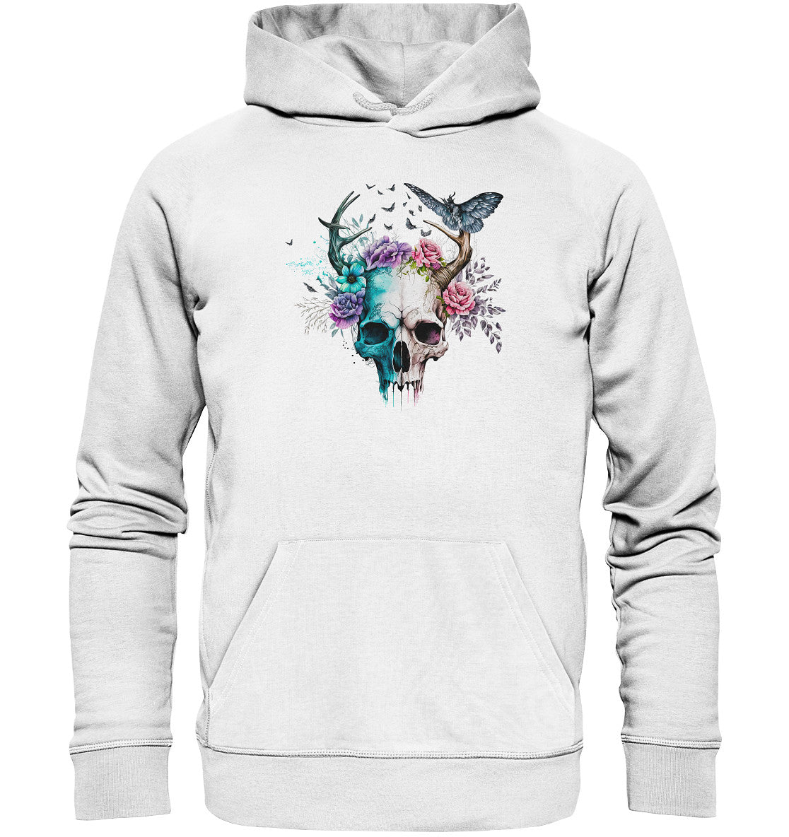 Flowerskull Art V - Organic Hoodie