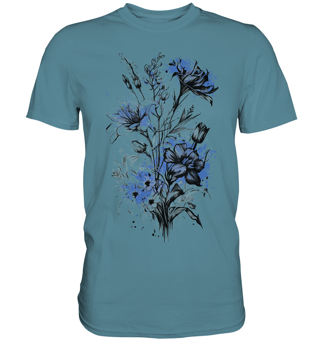 Flowers Cornflowerblue spots  - Premium Shirt